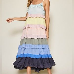 Multi-Colored Tiered Maxi